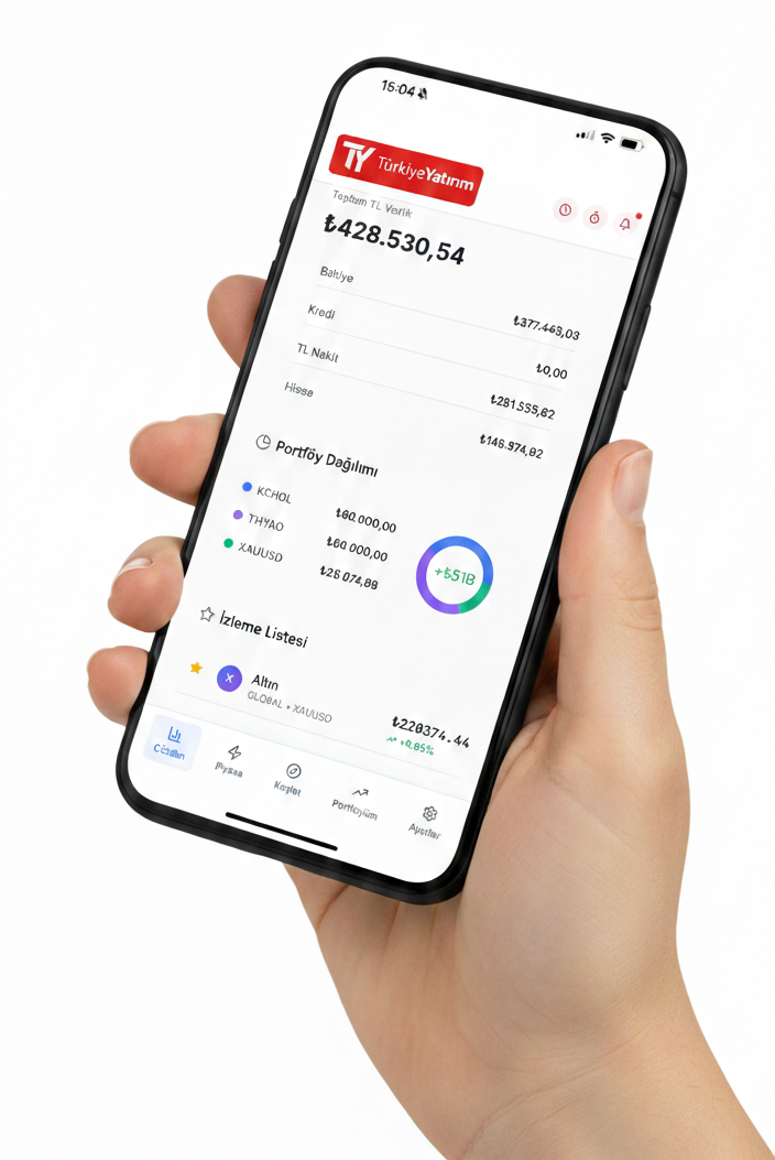 Türkiye Yatırım uygulaması - telefon ekranında yatırım hesabı